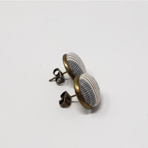 New Handmade | Upcycled Stripe Stud Earrings - Picture 2 of 4